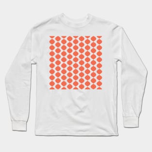 Mid Century Modern Retro 60s Waves Pattern  (Red Light) Long Sleeve T-Shirt